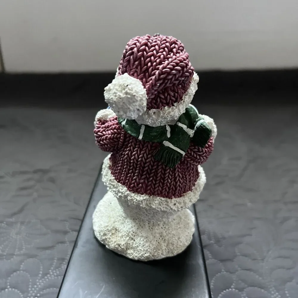 Vintage Resin Christmas Snowman Multicolor Figurine Holiday Winter Decor 5.5”H
